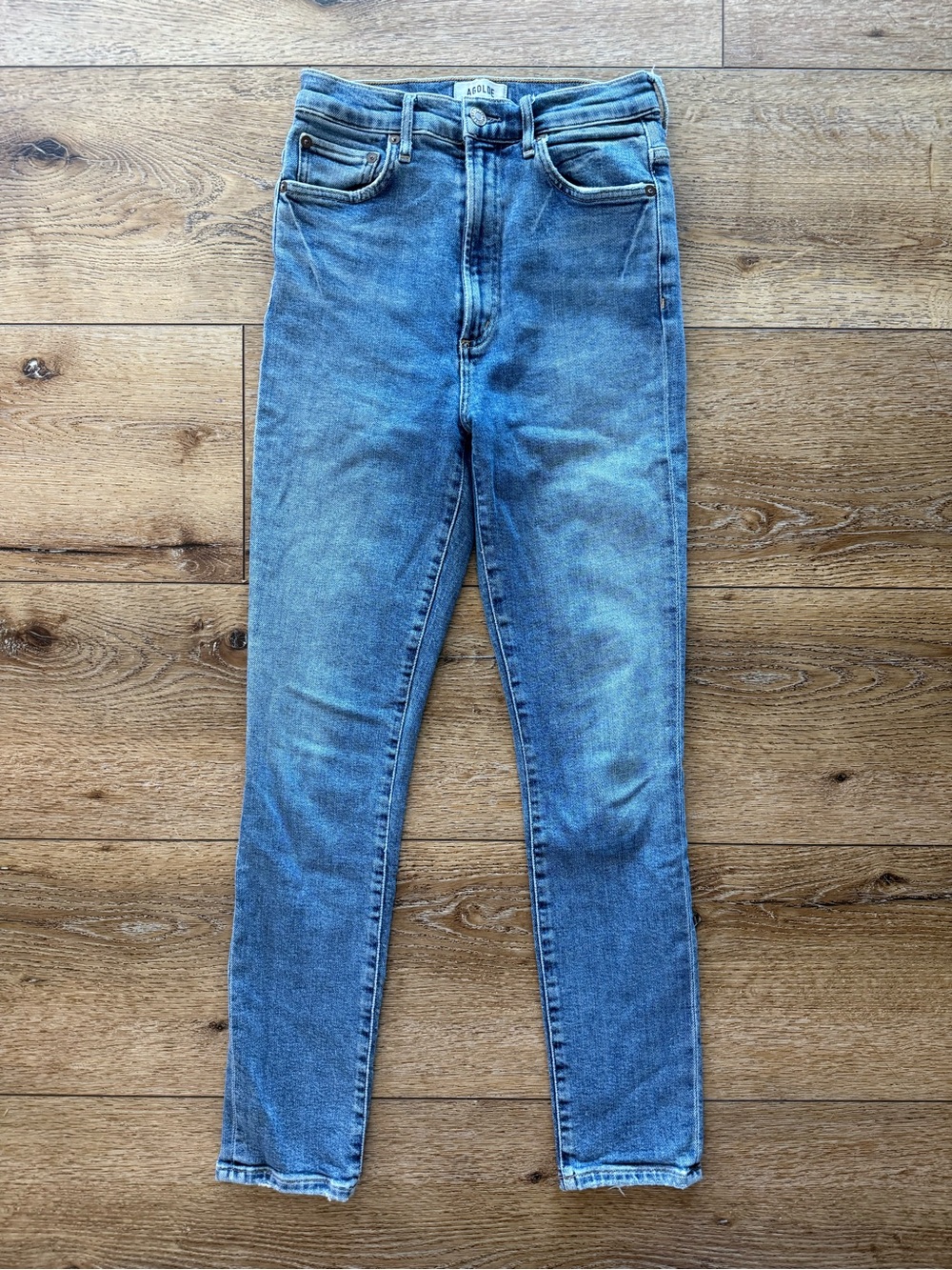 AGOLDE Pinch Waist High Rise Skinny Jeans Amped Wash